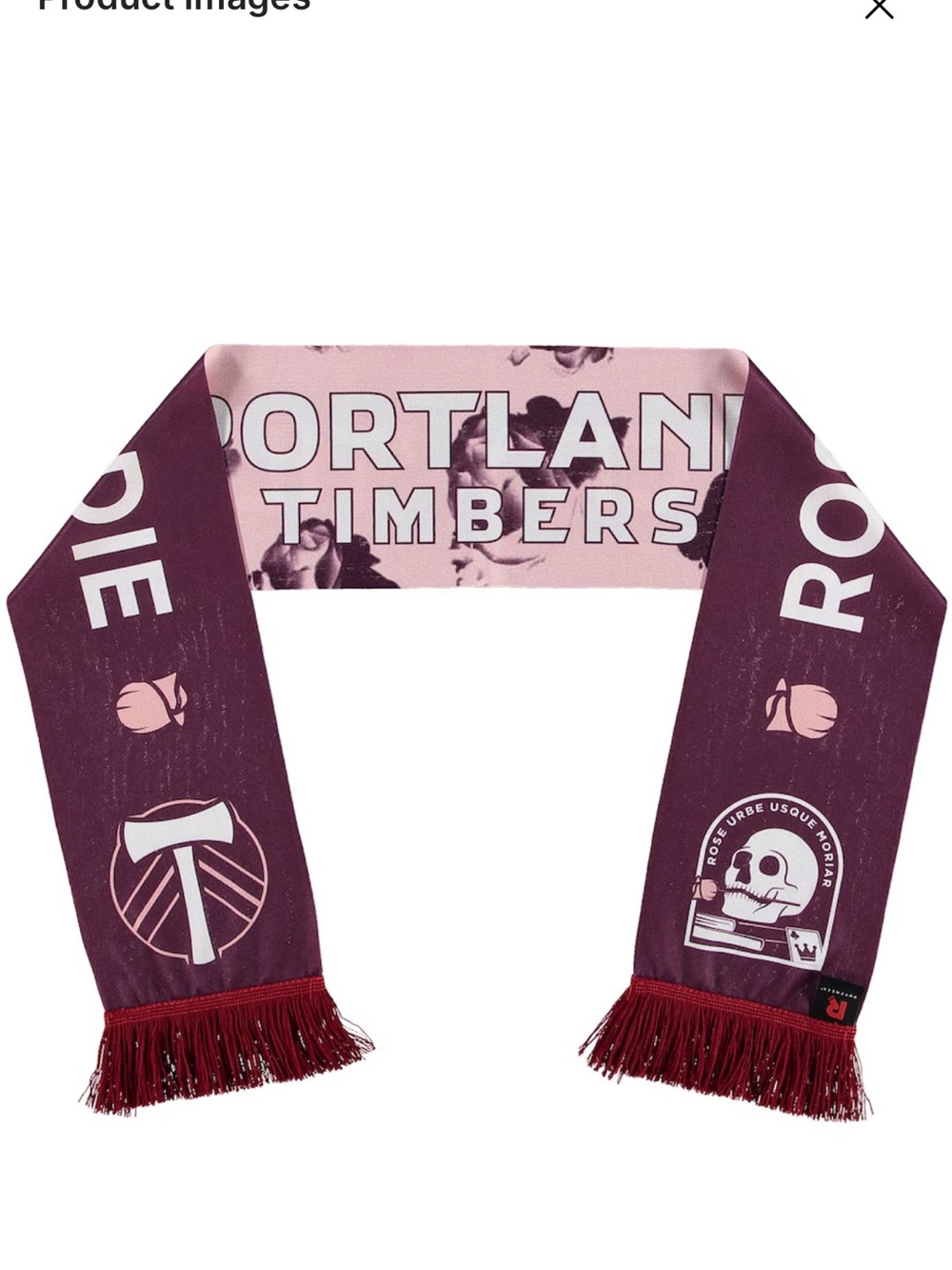 NWT! Portland Timbers Jersey Hook Reversible Scarf, Rose City ‘Til I Die!  MLS